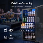 Simzlife 130 Can Beverage Refrigerator with Glass Door for Home, 17.3 in D, 31.3 in H, Black