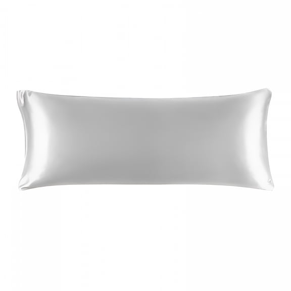 AUQ 1 Pc Satin Body Pillowcases Soft with Zipper Long Body Pillow Silver 20"X54"