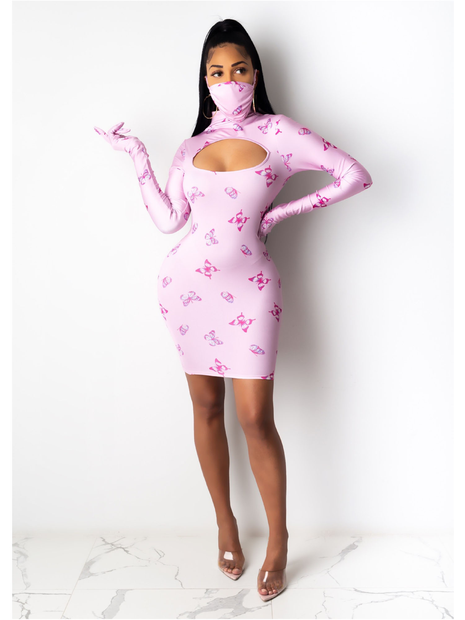 long sleeve mini party dress