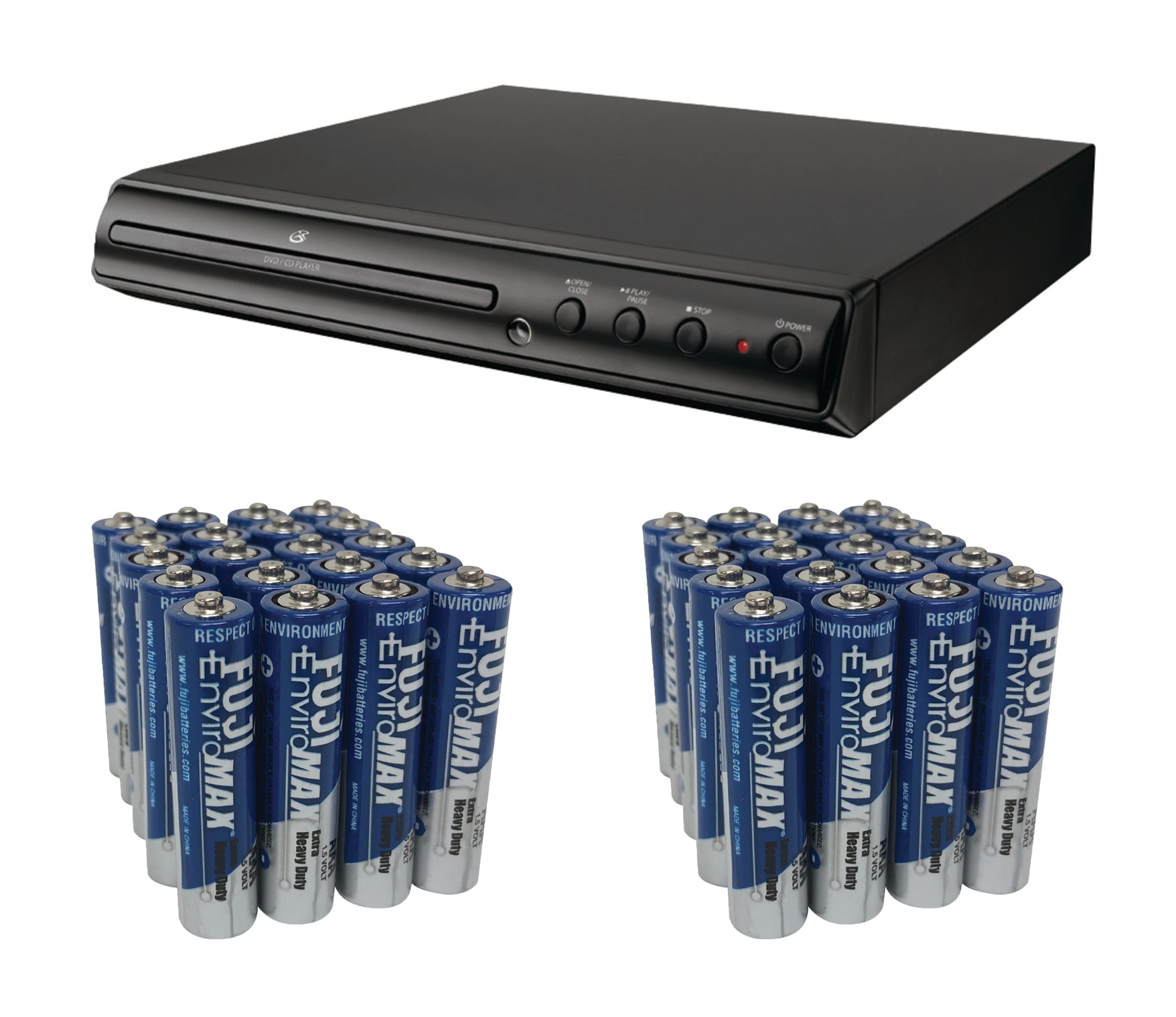 GPX D200B 2Channel DVD Player & Fiji AAA 40 PK