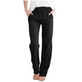 thumbnail image 2 of Elvqul Cotton Pants for Women Plus Size Solid Black Pull on Lightweight Womens Pants Clearance Pockets, 2 of 6