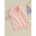 thumbnail image 3 of Bagilaanoe Toddler Baby Boy Girl Sweater Vest 6M 12M 18M 24M 3T 4T 5T Kids Lightweight Sleeveless V Neck Solid Color Pullover Knitted Tank Tops, 3 of 9