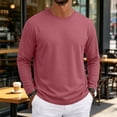 thumbnail image 4 of Domuza Long Sleeve Tee Shirts for Men Crew Neck T Shirt Solid Casual Lightweight Basic Tees Soft Stretch T-Shirts, Easy Layering, 4 of 8