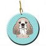 Carolines Treasures Checkerboard Blue Cocker Spaniel Ceramic Ornament 3 in multicolor
