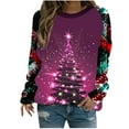 thumbnail image 2 of Craaazy Dresses For Women Long Sleeve Tops Christmas Tree Printed Christmas Trees With Lights Printed Christmas Gifts Crewneck Blouse Gifts, 2 of 4