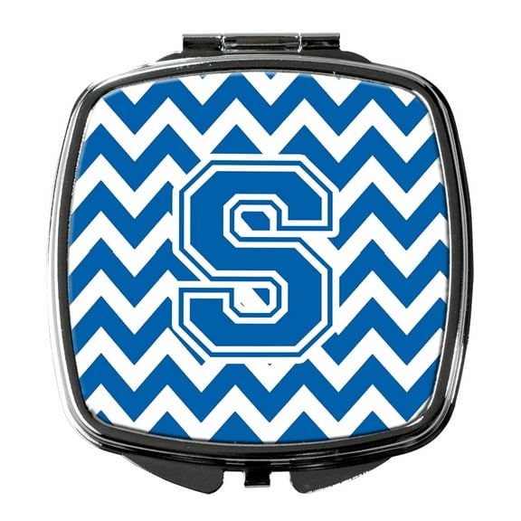 Letter S Chevron Blue and White Compact Mirror CJ1056-SSCM