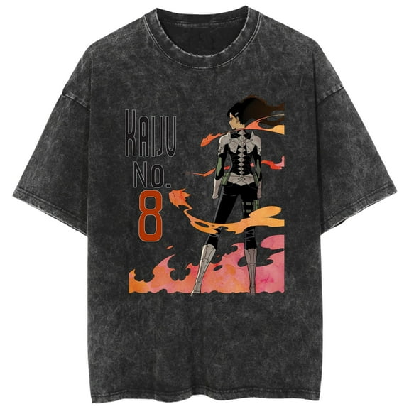 Duoxingbao  Cross-border washed T-shirt anime Kaiju No. 8 Monster No. 8 casual cotton summer short-sleeved men and women