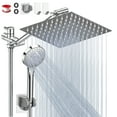 thumbnail image 1 of GPED Combo de Cabezal de Regadera Dual, Lluvia de Alta Presión de 10” con Brazo de Extensión de 11” (Altura/ángulo Ajustable), Cabezal de Regadera de Mano con 5 Configuraciones y Soporte, Boquillas A, 1 of 9