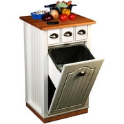 Beadboard Butcher Block Bin with Solid Hardwood Top