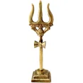 thumbnail image 3 of 4" Religious Brass Trishul wit Damru Lord Shiva Hindu Puja Mandir Trishool Templ, 3 of 4