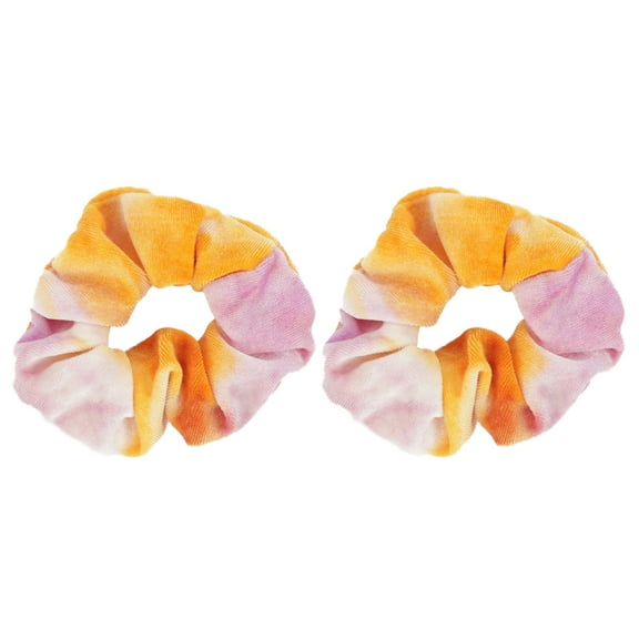 Motique Accessories Tye Dye Velvet Hair Scrunchies for Women and Girls Set of 2 Pink Orange