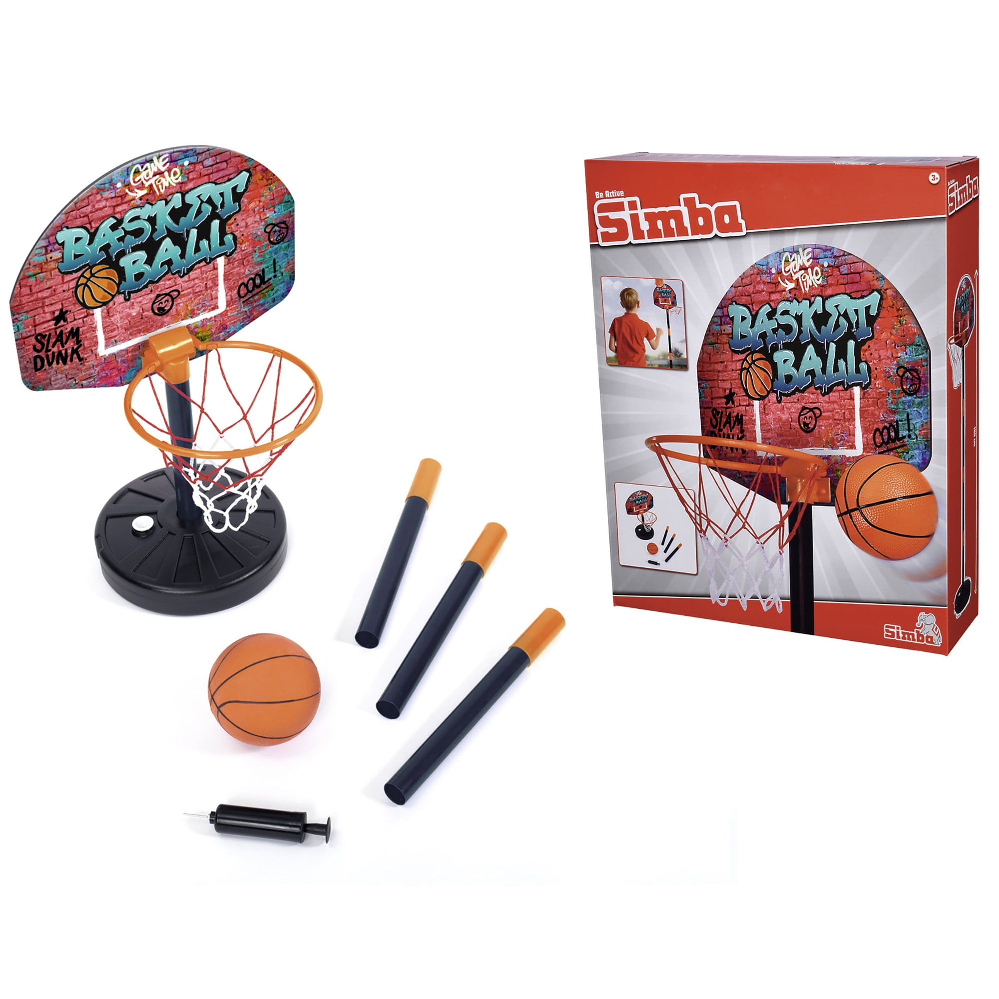 Simba Toys: Basketball Hoop Play Set - Adjustable Hoop Height Up To 63", Ball & Pump, Graffiti Design, Sports Activity, Indoor & Outdoor, Kids Ages 3+
