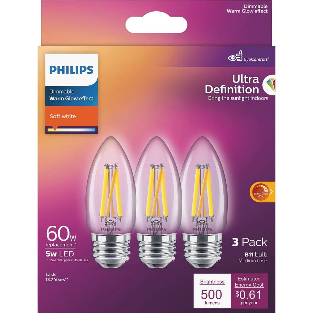 Philips 3pk 60w B11 Wg Led Bulb 573378