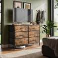 thumbnail image 3 of BOBOKY Dresser for Bedroom with 6 Drawers, Wide Fabric Dresser TV Stand for 50 Inches TV, with Metal Frame, Wooden Top, Fabric Storage Dresser for Bedroom, Hallway, Entryway,Rustic Brown, 3 of 9
