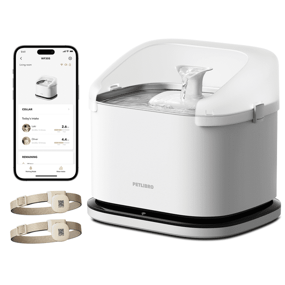 Petlibro Dockstream Rfid Automatic Water Fountain for Multi Cats , 3l Stainless Steel Water Fountain with App Control,2 Collar Tags to Recognition Each Pet