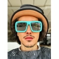 thumbnail image 2 of Geeky Bubble Frame Nerdy Thick Flat Top Oversized Rectangle Plastic Sunglasses All Black, 2 of 8