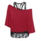 thumbnail image 1 of Gibobby Blusas De Moda Blusa Camisa de manga Tops Encaje Mujer Suelta Más Largo Casual Tamaño Blusa de mujer（Rojo， S), 1 of 5