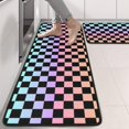thumbnail image 2 of Kitchen Rugs Sets Of 2,Gradient Color Checkered Pattern Anti Fatigue Kitchen Mat Rugs Non Slip Washable,Decorative Kitchen Floor Mats for Kitchen,Sink,Laundry,17"x47"+17"x47", 2 of 5