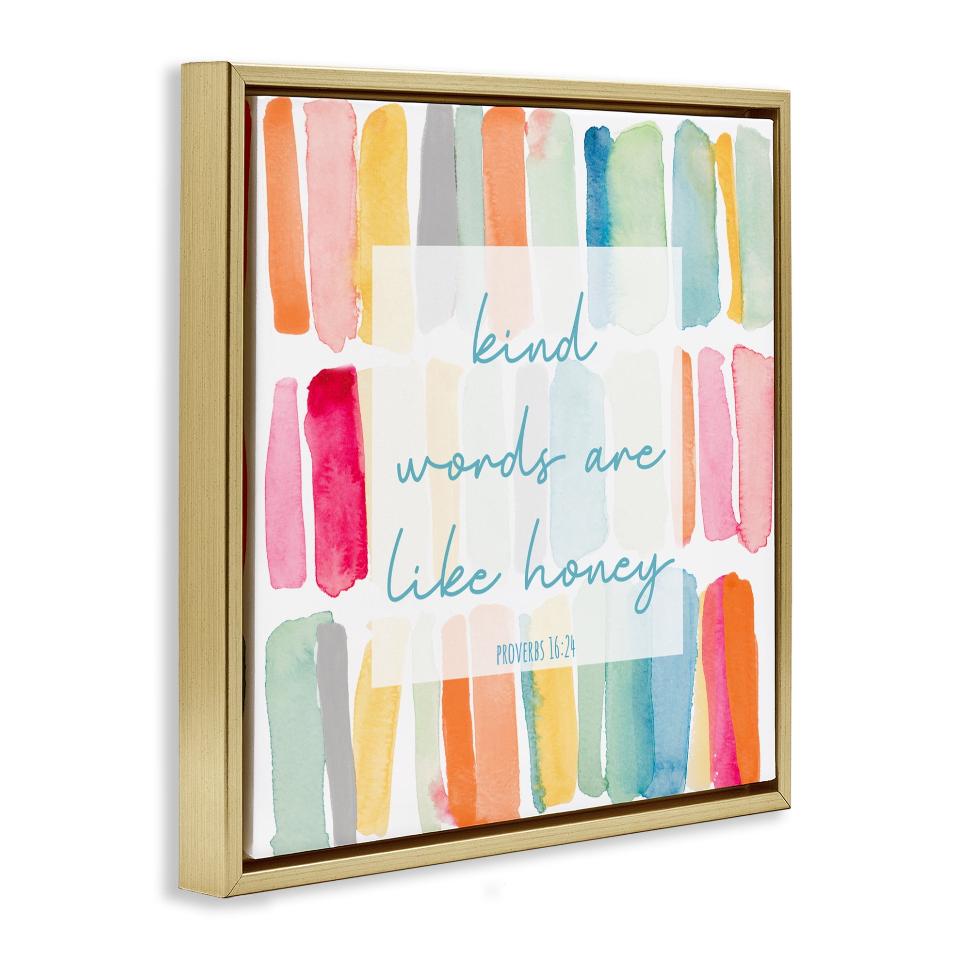 Stupell Industries Kind Words Are Like Honey Gold Framed Floater Canvas Wall Art, design by Lanie Loreth