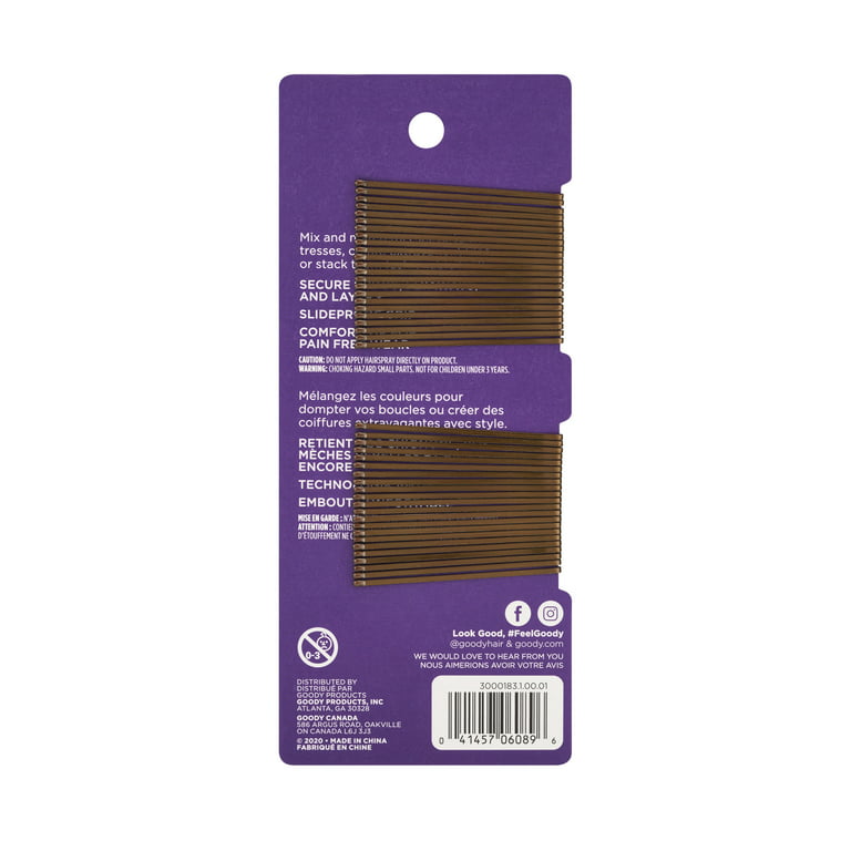 Goody Bobby Pins Brown, 45 count 6 pack