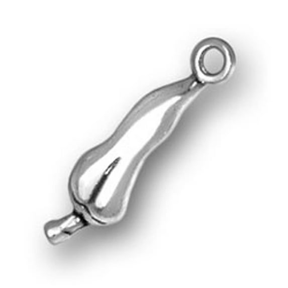 Sterling Silver 16" 1mm Box Chain 3D Small Chili Pepper Pendant Necklace