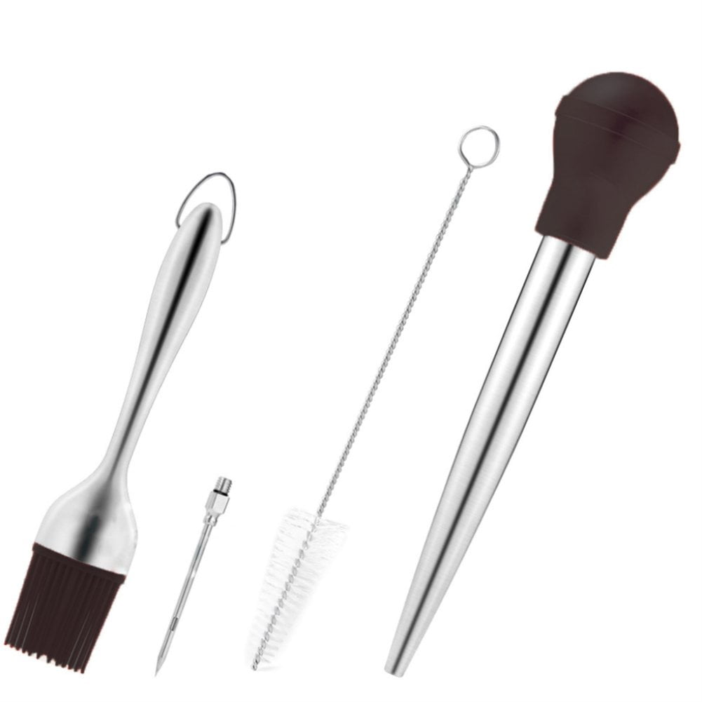 Liquid Solution Turkey Baster 5 PC Set, Includes Baster for Cooking, Barbecue Basting Brush
