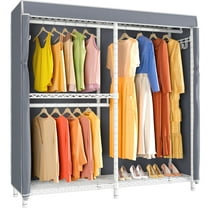 VIPEK V4C Garment Rack with Cover Heavy Duty Covered Clothes Rack, White Metal Closet Rack with Gray Cover