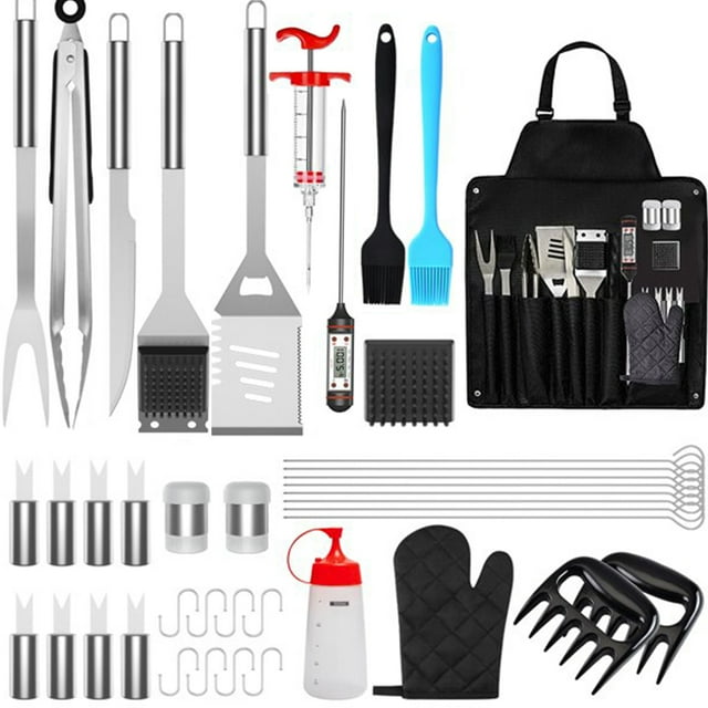 TFixol Ensemble d'Accessoires pour Barbecue de 41 Pcs avec Thermomètre et Injecteur de Viande, Ensemble Complet Robuste en Acier Inoxydable pour Barbecue avec Sac de Rangement, Meilleur Cadeau de Gril pour les Amateurs de BBQ pour Anniversaire Noël