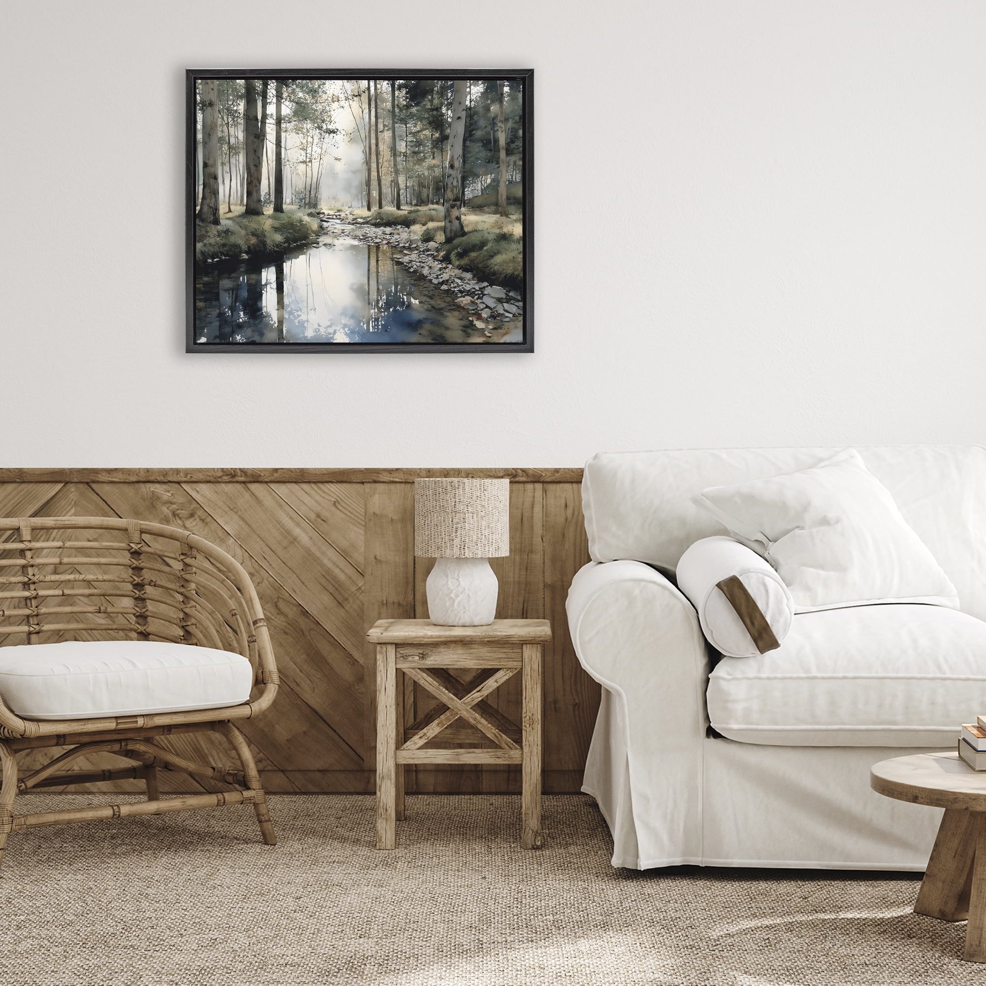 Stupell Industries Woodland Wonder Creek Black Framed Floater Canvas Wall Art, design by Franklyn Gregory