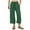 Army Green, variant on Women's Linen-Style Drawstring Waist Pants with Back Pockets, Plus Size Wide Leg Cropped Pants S-3XL