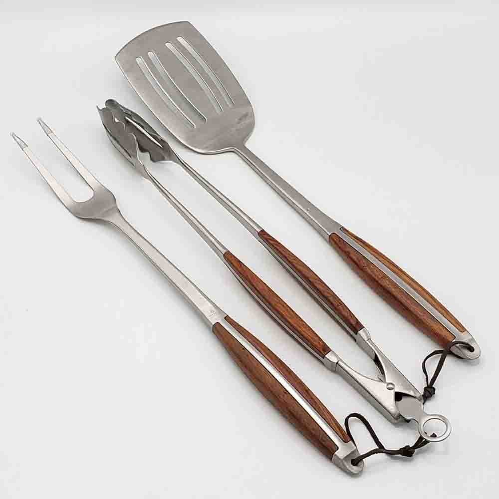 Stainless Steel Barbecue Tool Set Grill Three-piece Outdoor Fork Shovel 3Pcs New 