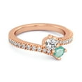 thumbnail image 2 of 0.10 Ctw Emerald 925 Sterling Silver Rose Vermeil Split Shank Anniversary Women Valentines Day Gifts Ring, 2 of 3