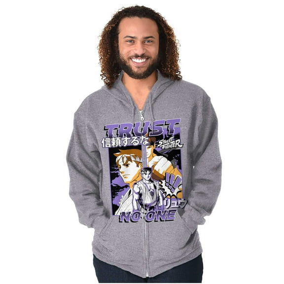 Street Fighter Ryu Trust No One Zip Up Hoodie Men's Women's Brisco Brands S