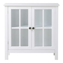 Pemberly Row Transitional Wood Accent Display Cabinet in White
