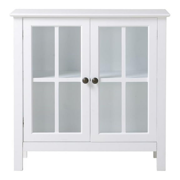 Pemberly Row Transitional Wood Accent Display Cabinet in White