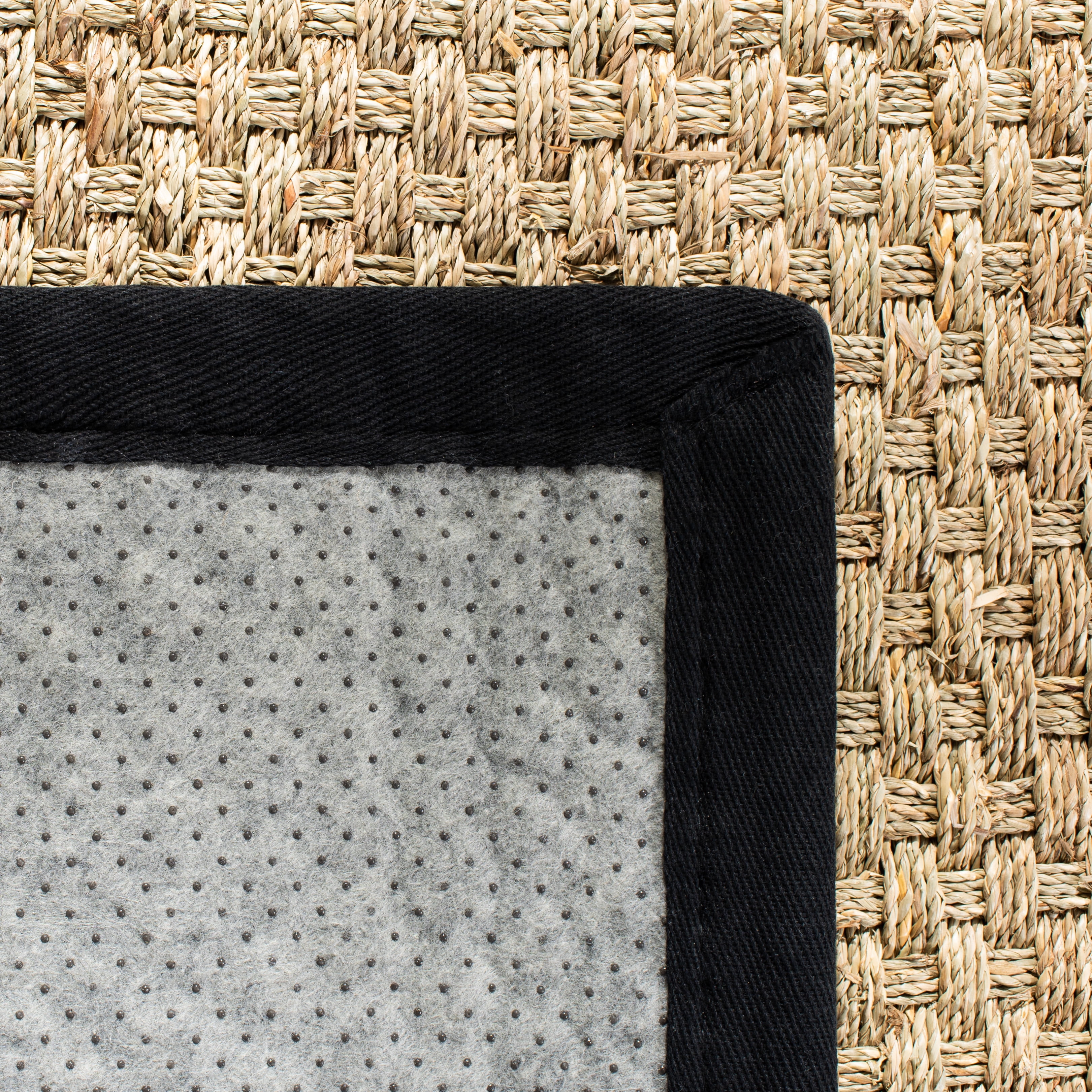 SAFAVIEH Natural Fiber Arbor Bordered Area Rug, Natural/Black, 10' x 10' Round - Large - Coastal Design, Natural & Black, Seagrass, Ideal for Entryway, Kitchen, Living Room, Office