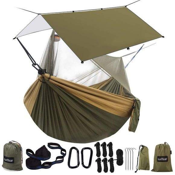 Hamaca Sunyear para Camping con Lona Impermeable y Mosquitera 100% Resistente al Agua