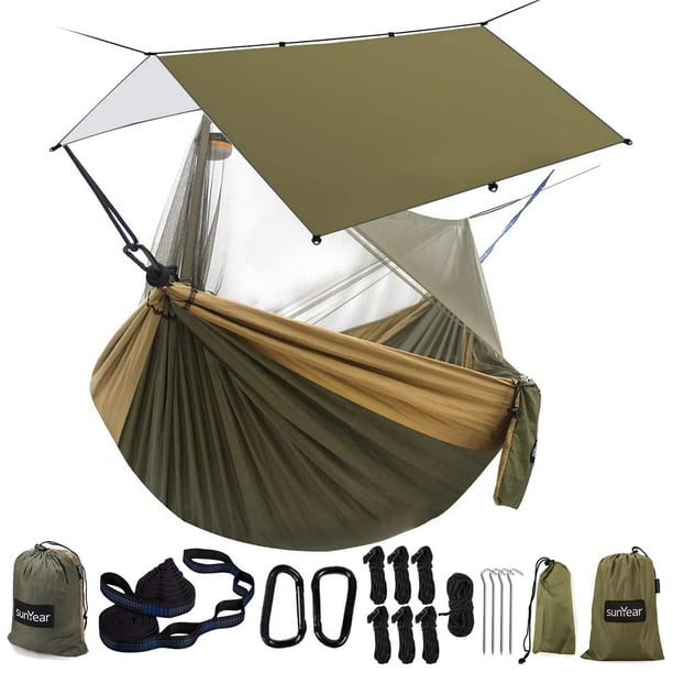 Hamaca Sunyear para Camping con Lona Impermeable y Mosquitera 100% Resistente al Agua