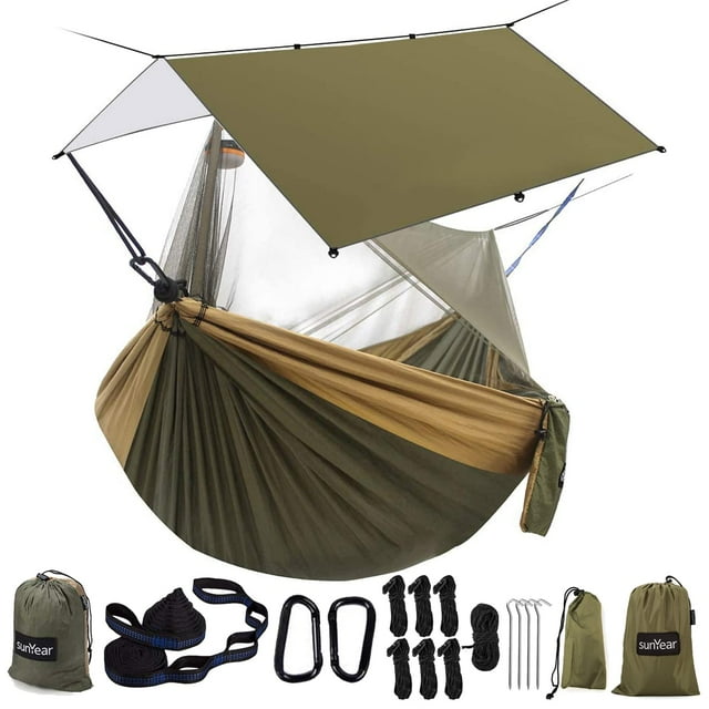 Hamaca Sunyear para Camping con Lona Impermeable y Mosquitera 100% Resistente al Agua