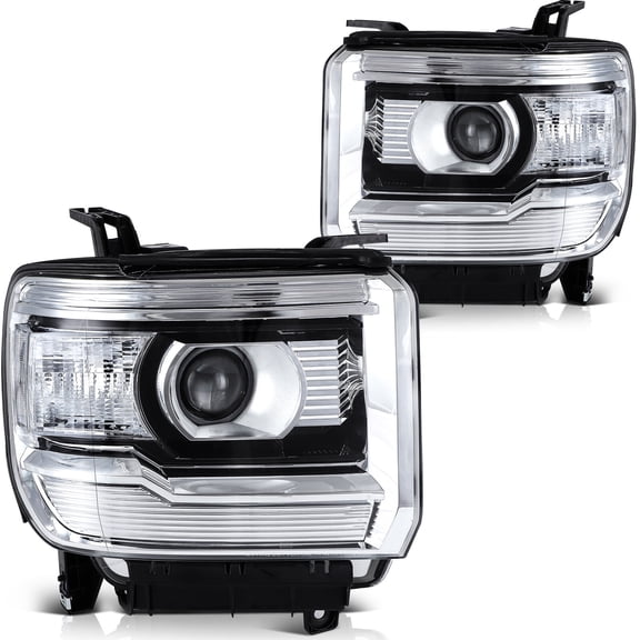 cciyu Headlight Assembly For GMC For Sierra 1500 14-15 For GMC For Sierra 2500 HD 15-19 For GMC For Sierra 3500 HD 15-19 Clear Lens Clear Housing Clear Reflector Driver & Passenger Side Headlamps