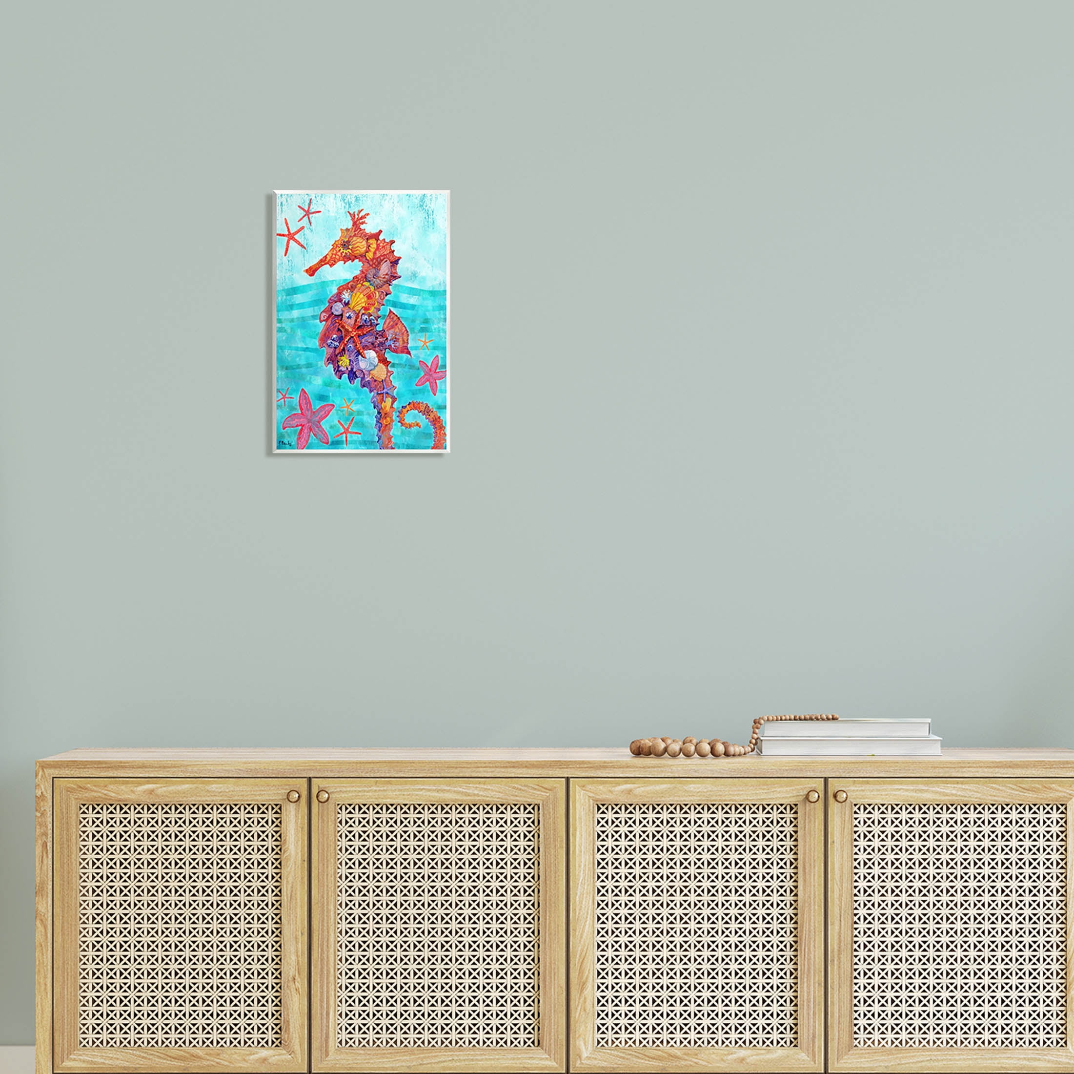Stupell Industries Nassau Seahorse Aquatic Shell Collage Graphic Art Unframed Art Print Wall Art, Design by Paul Brent