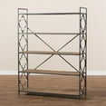 thumbnail image 4 of Bowery Hill Black Iron Metal and Oak Wood 5-Shelf Bookcase, 4 of 8