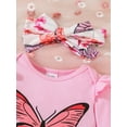 thumbnail image 5 of WIBACKER Newborn Baby Girl Clothes Infant Rib Frill Long Sleeve Romper Flared Pants Headband Set 3pcs Fall Winter Butterfly Outfits, 5 of 9
