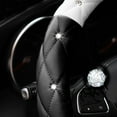 thumbnail image 4 of Cute Diamond Soft Leather Steering Wheel Cover with Bling Bling Crystal Rhinestones, Universal 15 Inch for Women Girls, Fit Vehicles, Sedans, SUVs, Vans, Trucks, 4 of 7