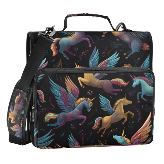 ALAZA Zipper Binder Beautiful Unicorns Magic 3 Ring Trapper Keeper File Folder Organizer Bag
