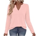 thumbnail image 2 of VBVC Women's V Neck Long Sleeve T Shirts , Ladies Casual Slim Stretchy Tunic Tops , Fall Winter Basic Dressy Shirts For Women, *Pink , X-Large, 2 of 6