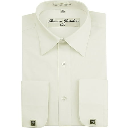 - Roman Giardino Men’s Regular Fit Long Sleeve Button Dress Shirt Adjustable Cuffs W/ Free CuffLinks