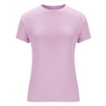 thumbnail image 5 of Womens Summer Tops Sevevn Women's Short Sleeve Solid Color Crewneck Casual Top Pullover T-Shirt Womens Shirts, 5 of 7