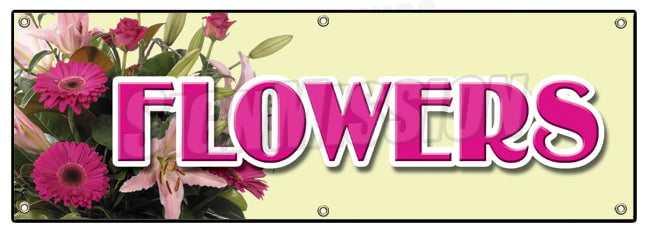 FLORIST BANNER SIGN roses flower shop arrangements delivery fresh plants 