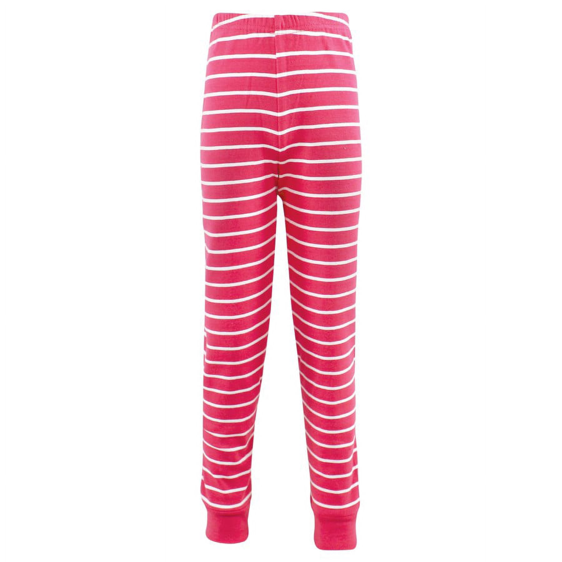 Hudson Baby Toddler Girl Cotton Pajama Set, Dark Pink Stripe, 3 Toddler